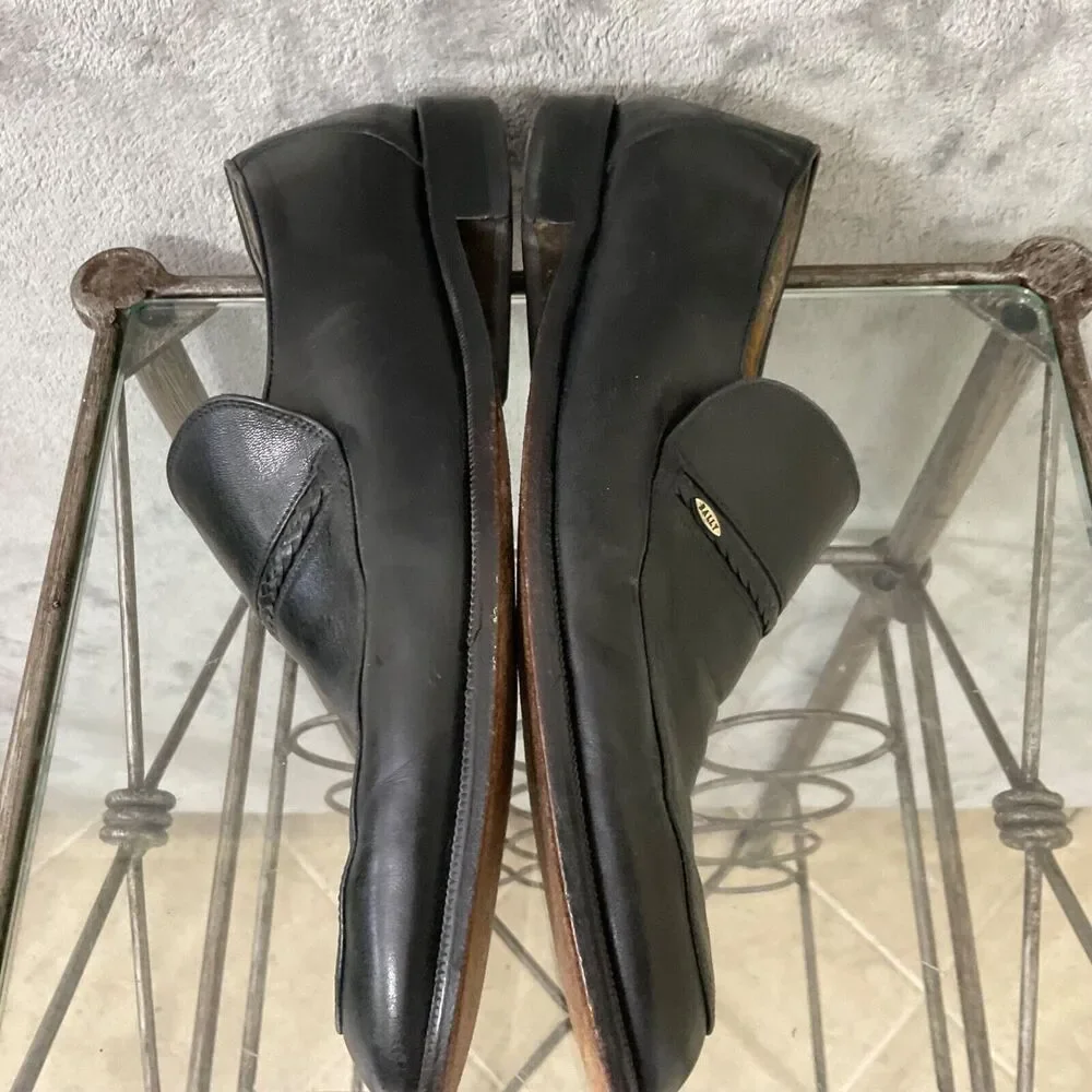 Bally Brenio Men’s Size 9.5 D Black Leather Slip On Loafers Dress Shoe Logo